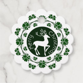 メリークリスマストナカイフローラグリーンリースかわいい フェイバータグ