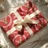 メリークリスマストナカイリースホリデーレッド ラッピングペーパー