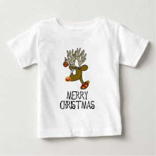 メリークリスマストナカイ乳児ティー ベビーTシャツ