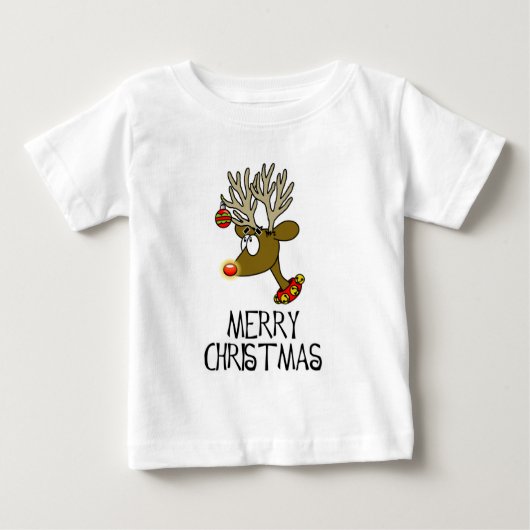 メリークリスマストナカイ乳児ティー ベビーTシャツ (正面)