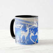 メリークリスマストナカイ原始の雪の結晶ブルー マグカップ (正面左)