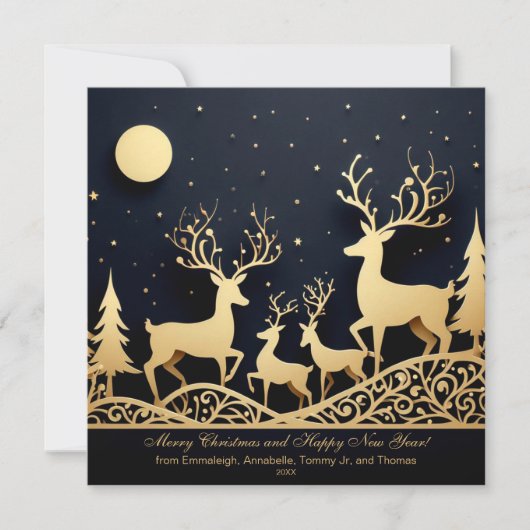 メリークリスマストナカイ家族の写真 シーズンカード (正面)