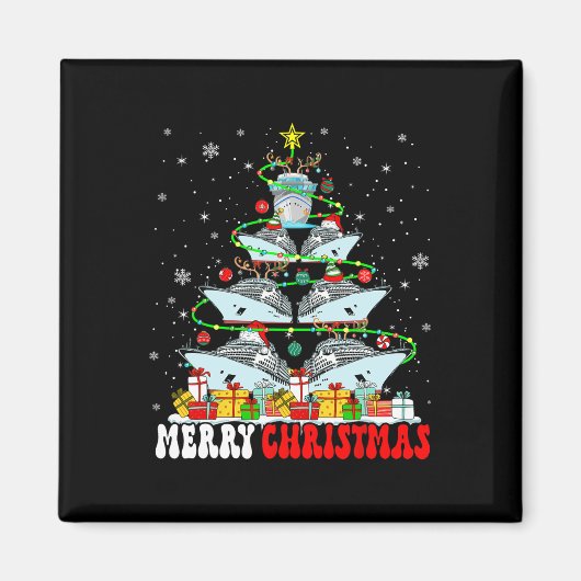 メリークリスマストナカイ小妖精や小人サンタクルーズシップXm マグネット (正面)