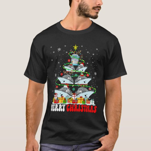 メリークリスマストナカイ小妖精や小人サンタクルーズシップXm Tシャツ (正面)