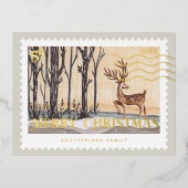 メリークリスマストナカイ森林切手 箔シーズンポストカード (正面)