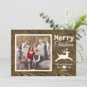 メリークリスマストナカイ素朴ウッド家族の写真 シーズンカード (スタンド正面)