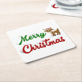 メリークリスマストナカイ赤い緑のスクリプト スクエアペーパーコースター (アングル)