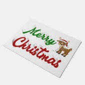 メリークリスマストナカイ赤い緑のスクリプト ドアマット (アングル)