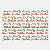 メリークリスマストナカイ赤い緑のスクリプト ラッピングペーパーシート (正面2)