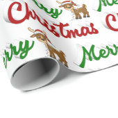 メリークリスマストナカイ赤い緑のスクリプト ラッピングペーパー (ロールコーナー)