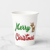 メリークリスマストナカイ赤い緑のスクリプト 紙コップ (正面)