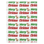 メリークリスマストナカイ赤グリーンタイポグラフィ テーブルクロス (正面)