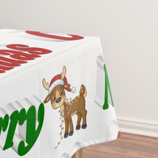 メリークリスマストナカイ赤グリーンタイポグラフィ テーブルクロス (インサイチュ)