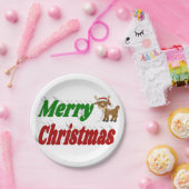 メリークリスマストナカイ赤グリーンタイポグラフィ ペーパープレート (パーティー)