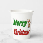 メリークリスマストナカイ赤グリーンタイポグラフィ 紙コップ (裏面)