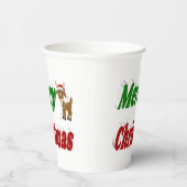 メリークリスマストナカイ赤グリーンタイポグラフィ 紙コップ (右)