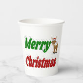メリークリスマストナカイ赤グリーンタイポグラフィ 紙コップ (正面)