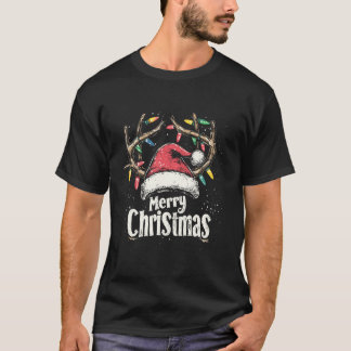 メリークリスマストナカイ赤サンタハットファミリーメンズ Tシャツ