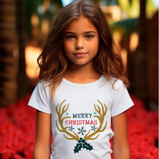 メリークリスマストナカイ雪フレーク Tシャツ