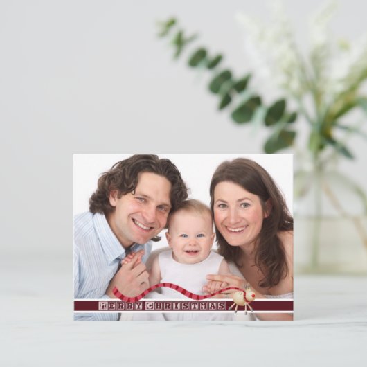 メリークリスマストナカイ&ブロック文字と写真 シーズンポストカード (スタンド正面)