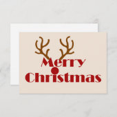 メリークリスマストナカイ〔雄ジカの〕枝角おもしろい サンキューカード (正面/裏面)