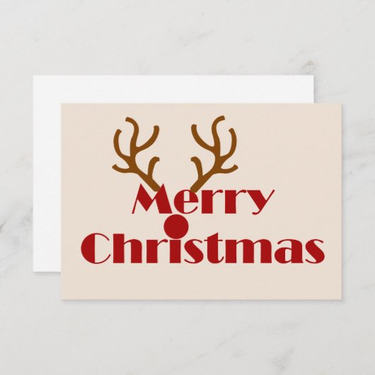 メリークリスマストナカイ〔雄ジカの〕枝角おもしろい サンキューカード (正面/裏面)