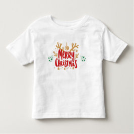 メリークリスマストナカイ〔雄ジカの〕枝角キッズTシャツ トドラーTシャツ