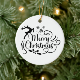 メリークリスマストナディアブラック&ホワイトオーナメント セラミックオーナメント