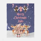 メリークリスマストナディアペパーミント妖精と名前 フリースブランケット (正面)