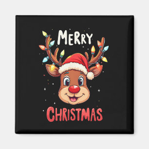 メリークリスマストナディアレッドサンタクリスマスファミリーメンズ マグネット