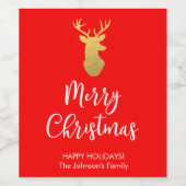 メリークリスマストナディワインラベル |赤と金ゴールド ワインラベル (シングルラベル)