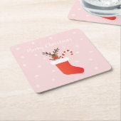 メリークリスマストナディースクリスマスストッキング スクエアペーパーコースター (アングル)
