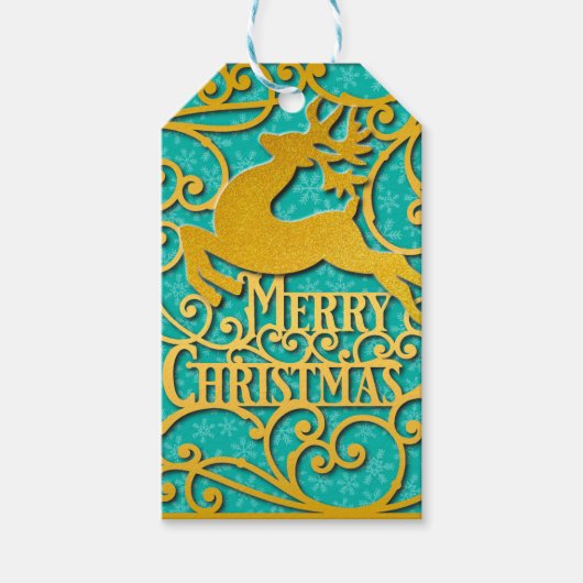 メリークリスマストナディースシルエット雪の結晶 ギフトタグ (正面)