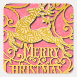 メリークリスマストナディースシルエット雪の結晶 スクエアシール