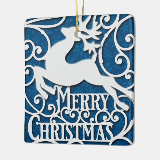 メリークリスマストナディースシルエット雪の結晶 セラミックオーナメント (左)