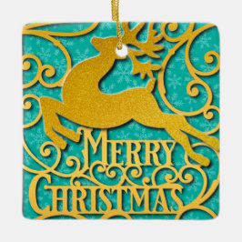メリークリスマストナディースシルエット雪の結晶 セラミックオーナメント
