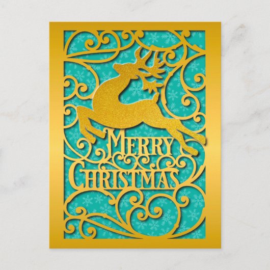 メリークリスマストナディースシルエット雪の結晶 ポストカード (正面)