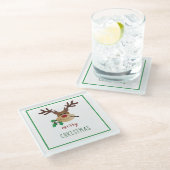 メリークリスマストナベートグリーン ガラスコースター (アングル)