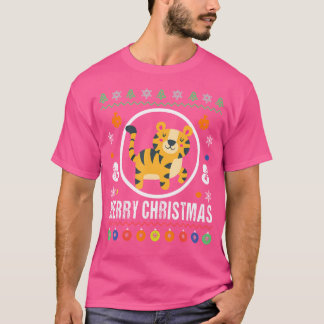 メリークリスマストライガーアグリークリスマスニット Tシャツ