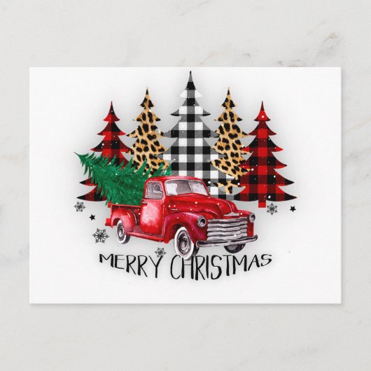 メリークリスマストラックと木クリスマスポストカード シーズンポストカード (正面)
