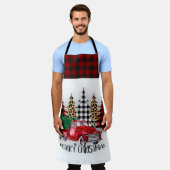 メリークリスマストラックと木 エプロン (着用した状態)
