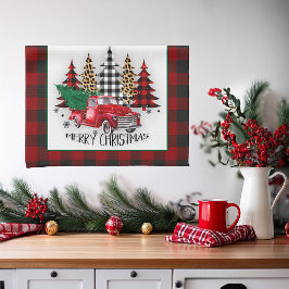 メリークリスマストラックと木 キッチンタオル