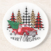 メリークリスマストラックと木 コースター (正面)