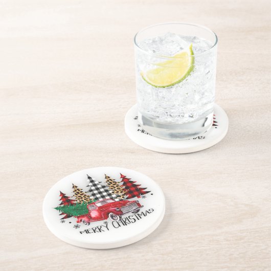 メリークリスマストラックと木 コースター (側面)