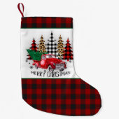 メリークリスマストラックと木 スモールクリスマスストッキング (正面)