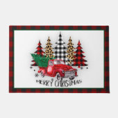 メリークリスマストラックと木 ドアマット (正面)