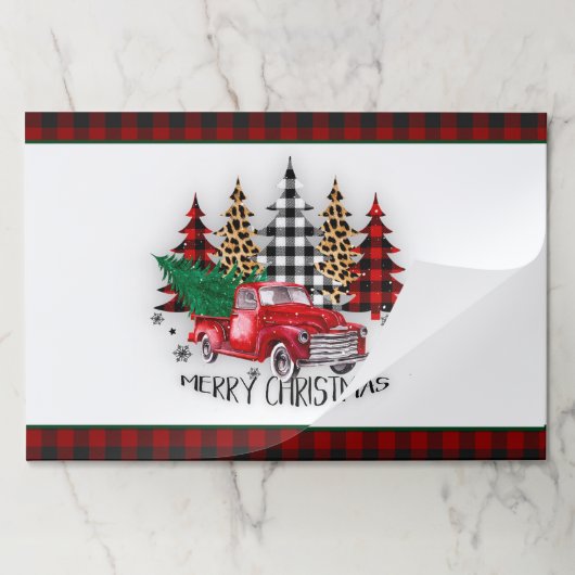 メリークリスマストラックと木 ペーパーパッド (折り畳み)