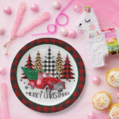 メリークリスマストラックと木 ペーパープレート (パーティー)