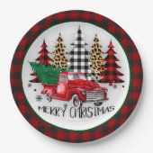 メリークリスマストラックと木 ペーパープレート (正面)