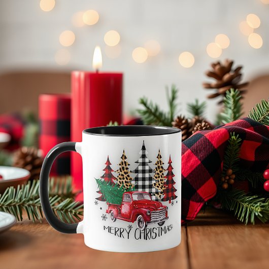 メリークリスマストラックと木 マグカップ